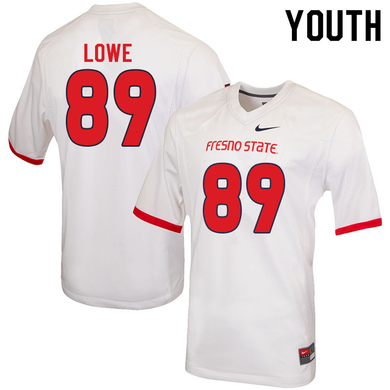 Youth #89 Matt Lowe Fresno State Bulldogs College Football Jerseys Sale-White - Click Image to Close